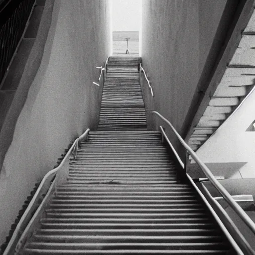 Prompt: staircase to nowhere, photograph, ilford hp5 film