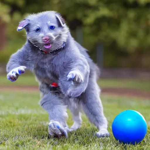 Image similar to spamton playing with a blue ball