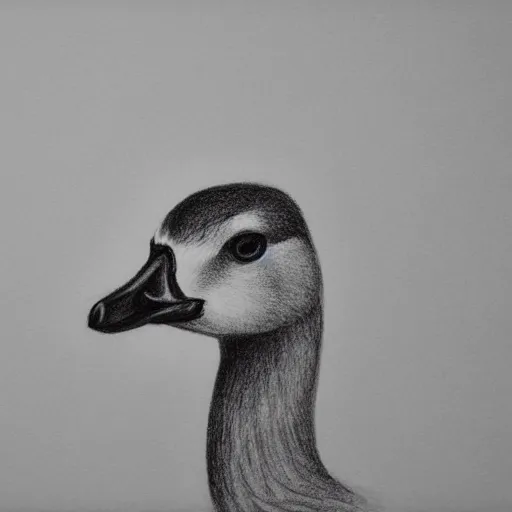 Prompt: Portrait of a goose, pencil sketch, concept art