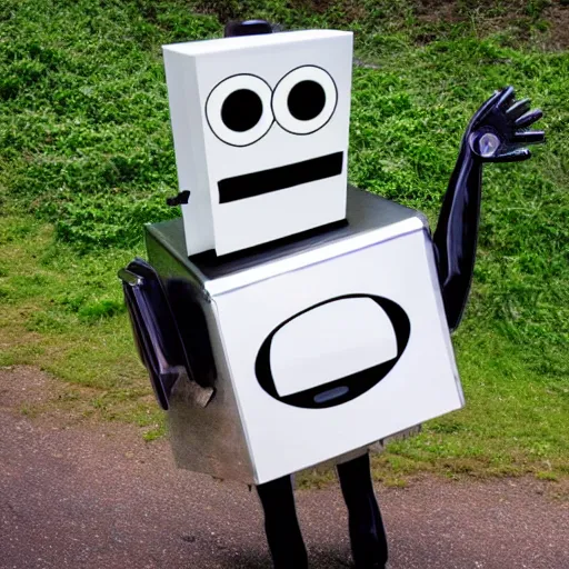 Prompt: an anthropomorphic toaster with googly eyes, black stick legs, black stick arms, and a hat