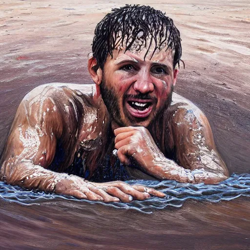 Prompt: a detailed portrait painting of joel glazer drowning in quicksand, manchester united