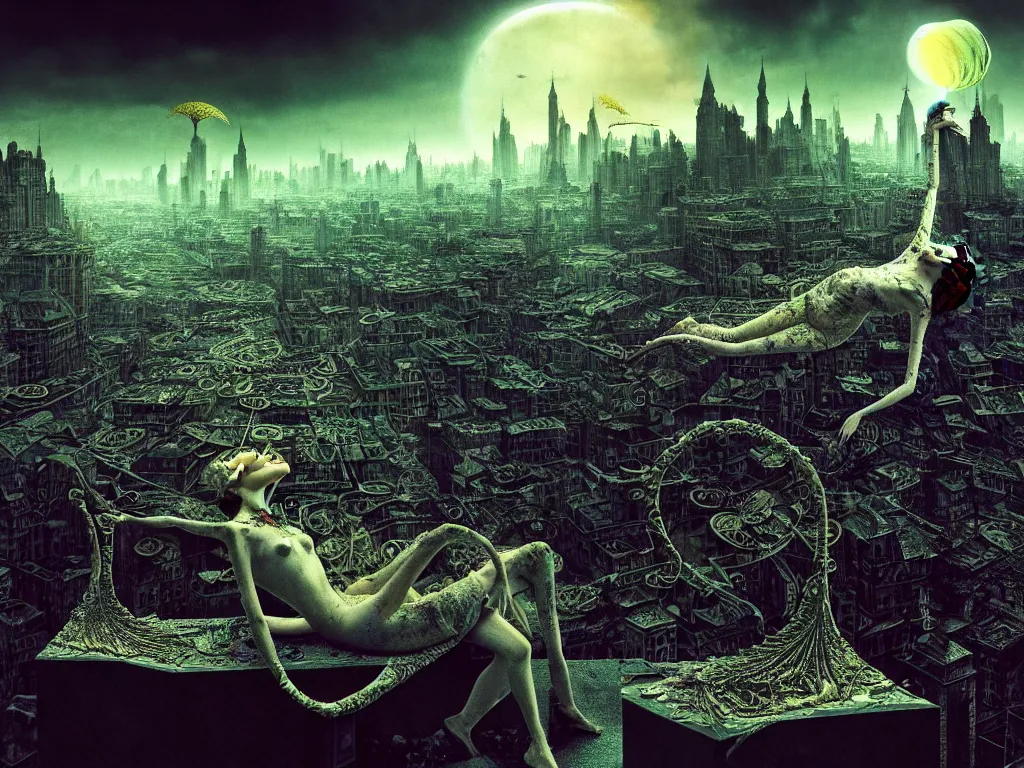 Image similar to highly detailed photo of living is the illusion of dying, trending on deviantart, neo surrealism, sharp focus, 4 k, a lot of little details, octane, masterpiece, art by max ernst