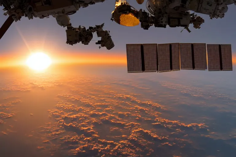 Image similar to photo of sun on earth horizon from the international space station