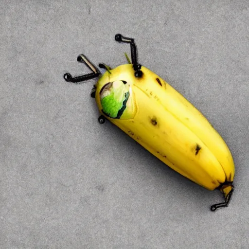 Image similar to A big bug eating a banana