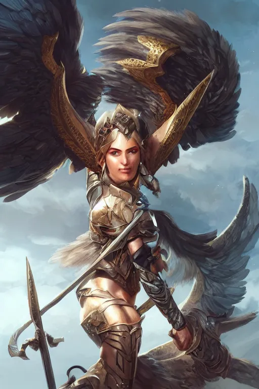 Image similar to amazon valkyrie athena, d & d, fantasy, portrait, highly detailed, headshot, digital painting, trending on artstation, concept art, sharp focus, illustration, art by artgerm and greg rutkowski and magali villeneuve