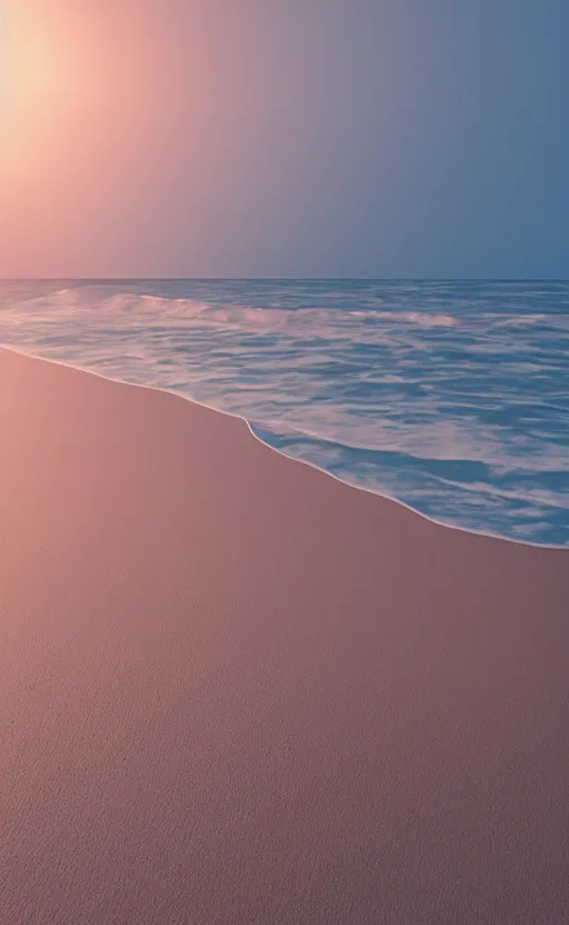 Image similar to beach at night, soft render, volumetric lighting, 3d grainy aesthetic illustration