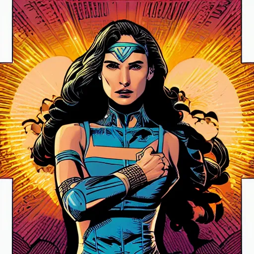 Image similar to portrait of gal gadot, by laurie greasley and james stokoe