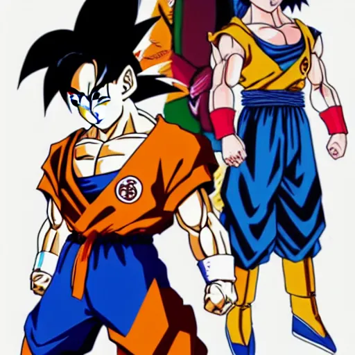 Prompt: Goku and the dragon ball character drawn by the studio ghibli art style