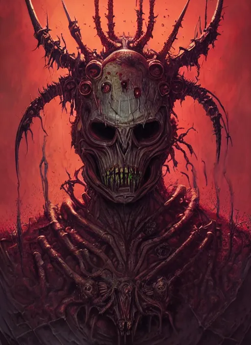 Prompt: epic doom undead monarch, highly detailed portrait concept art, josan gonzalez, greg rutkowski, h. r. giger, zdizslaw beksinski, psychedelic, threyda, majestic masterpiece, vibrant backlit, movie poster character, intricate, biomechanical, smooth, trending on pixiv