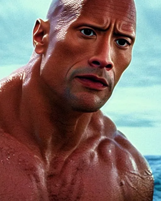 Image similar to film still close up shot of dwayne johnson in the movie jaws. photographic, photography