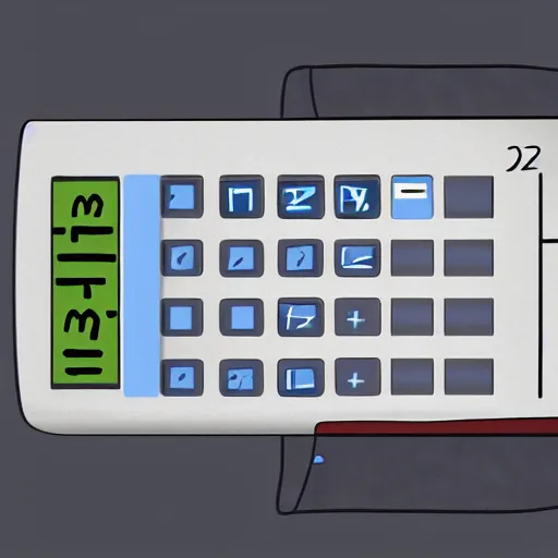 Prompt: a calculator from 2 0 5 2, concept art