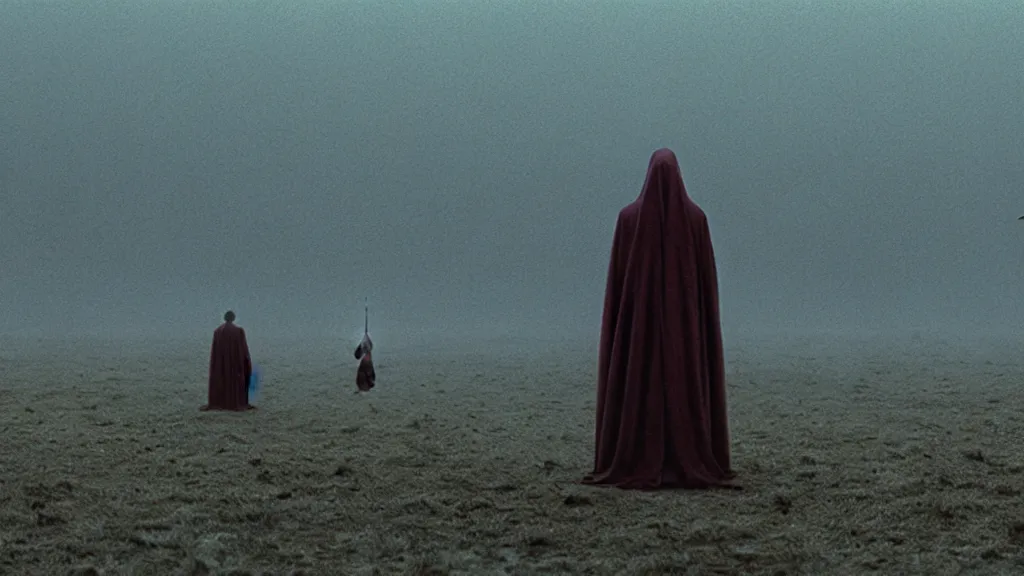 Image similar to stigmata forever, film still from the movie directed by Denis Villeneuve with art direction by Zdzisław Beksiński, wide lens