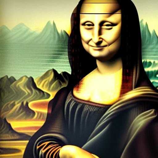 Prompt: Paul Stanley as the Mona Lisa photo real high resolution