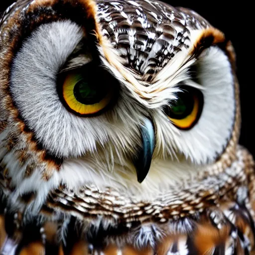 Prompt: beautiful furry owl portrait, furry girl owl