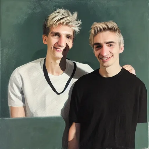 Prompt: Portrait of xQc with Pepega , oil painting