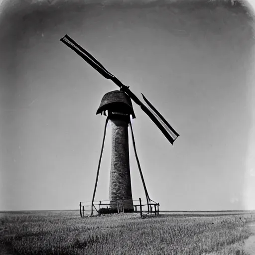 Image similar to 1800s photo of a dilapidated windmill