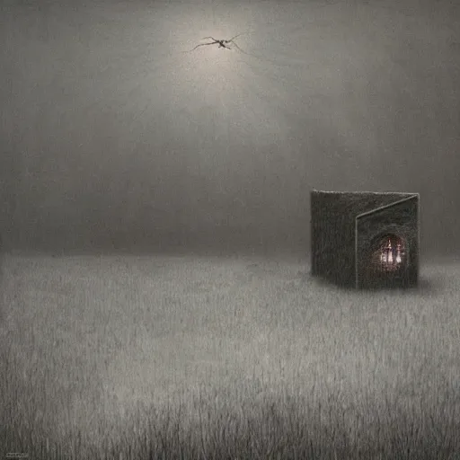 Image similar to ant house by zdzisław beksinski, illustration, dark cinematic atmosphere