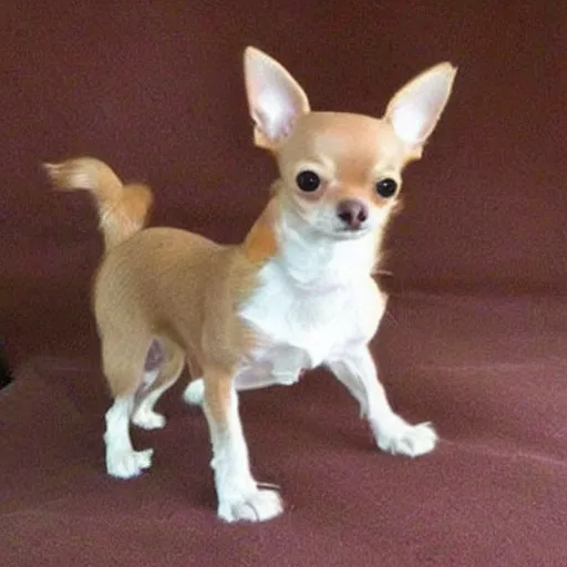 Image similar to a chihuahua-cat hybrid with long cat tail, cute