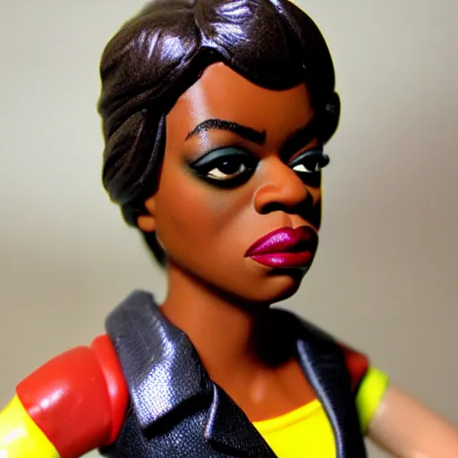 Prompt: maya angelou cosplay viola davis, stop motion vinyl action figure, plastic, toy, butcher billy style