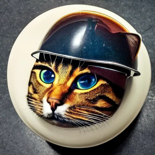 Prompt: a cat wearing a helmet, latte art, 8 k, hd, full - hd, ultra - hd, super - resolution, global illumination, insanely detailed and intricate, hypermaximalist, elegant, ornate, hyper realistic, super detailed