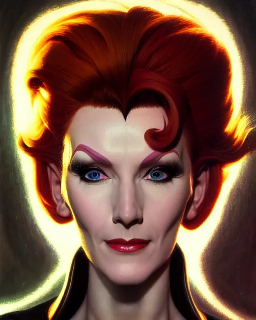 Image similar to moira from overwatch, character portrait, portrait, close up, highly detailed, intricate detail, amazing detail, sharp focus, vintage fantasy art, vintage sci - fi art, radiant light, caustics, by boris vallejo