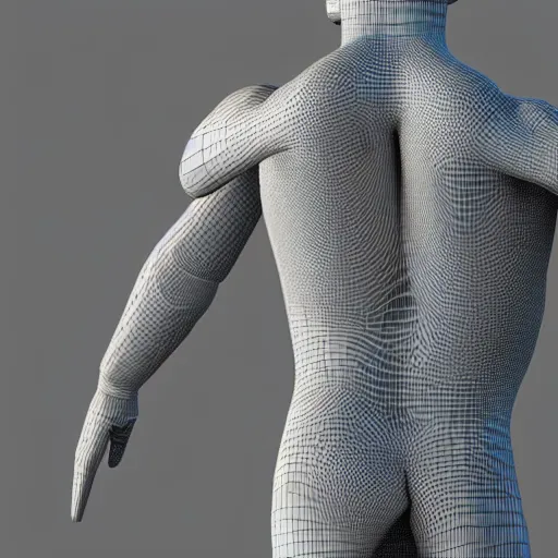 Image similar to a 3 d rendering of a male human with arms stretched out to the sides ready for rigging in blender,