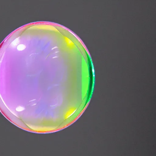 Prompt: a bubble, iridescent, thin film refraction