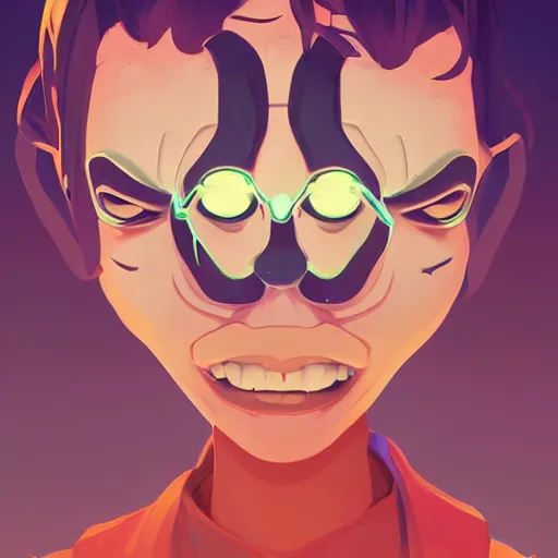 Image similar to face icon stylized minimalist toxic crusaders, loftis, cory behance hd by jesper ejsing, by rhads, makoto shinkai and lois van baarle, ilya kuvshinov, rossdraws global illumination