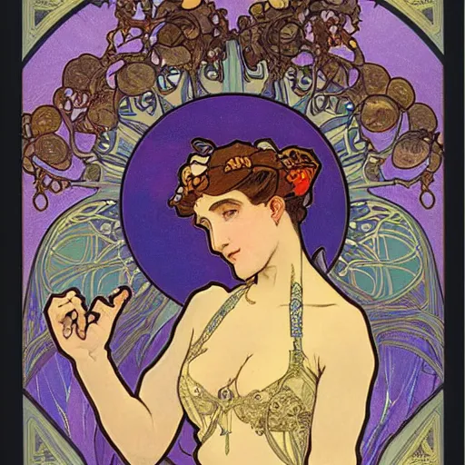 Prompt: the emperess tarot card, 8k, extremely detailed, french noveau, alphonse mucha