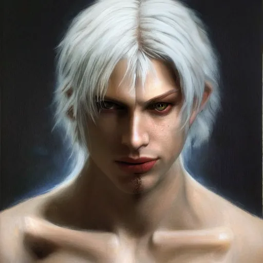 dante from devil may cry 3 portrait dnd, painting by