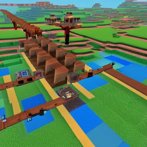 Image similar to endless flying minecart tracks