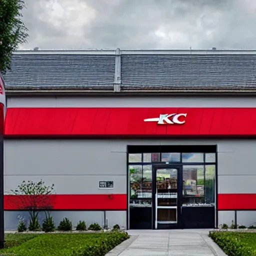 Prompt: exterior of a KFC cathedral