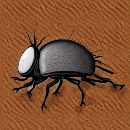 Prompt: anthropomorphous cockroach character, 2d, cartoon style, cute, by Tim Burton