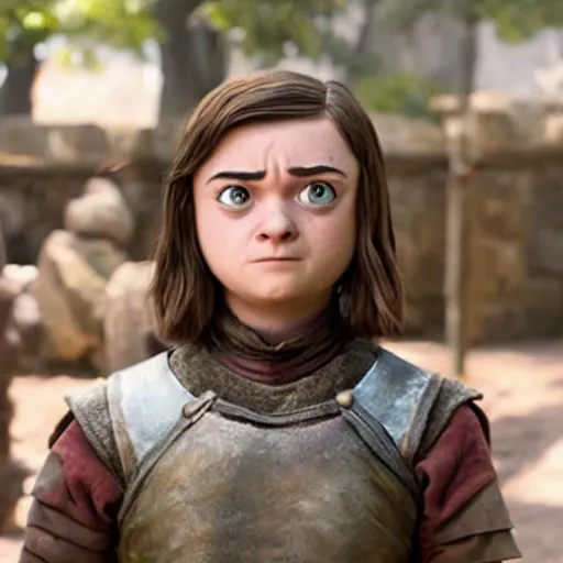 Prompt: Arya Stark as seen in Disney Pixar's Up (2009) 👀