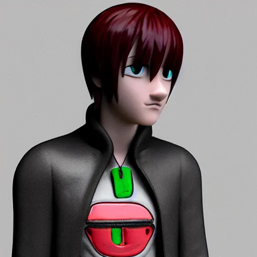 Image similar to lil peep, a 3 d render by akira toriyama, trending on zbrush central, computer art, rendered in cinema 4 d, rendered in maya, rendered in unreal engine,