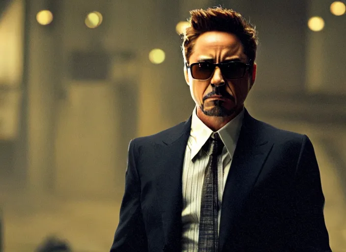 Image similar to film still of Robert Downey Jr as Cobb in Inception, 4k