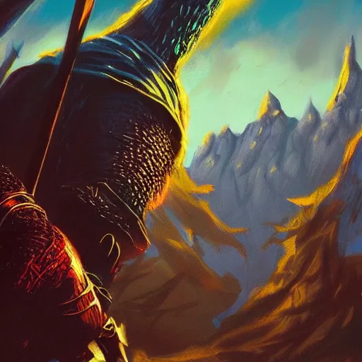 Prompt: Bright, colorful, realistic Dark souls land scape backlighting, kodachrome, high contrast, highly detailed, sharp focus, digital painting, concept art, illustration, trending on artstation, comic book by Alex Ross cover art
