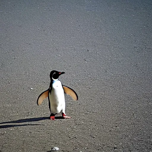 Image similar to a penguin flies around earth