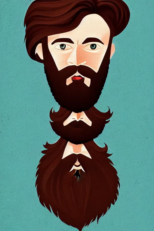 Image similar to an illustration of a portrait of a respectable dignified 3 0 ish pentecostal preacher with kind eyes and red beard and hair in the style of art - deco artwork art by kyle ferrin and loish!, digital art, highly detailed, intricate, sharp focus, trending on artstation hq, deviantart, 4 k uhd image