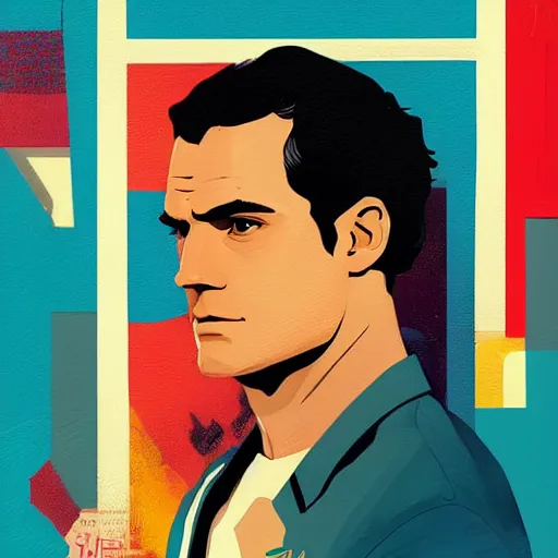 Image similar to Henry Cavill profile picture by Sachin Teng, asymmetrical, Organic Painting, Matte Painting, geometric shapes, hard edges, graffiti, street art:2 by Sachin Teng:4