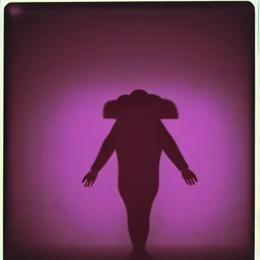 Image similar to a pink shadow human shaped on a wall, polaroid photo, by warhol, mystical, surreal,