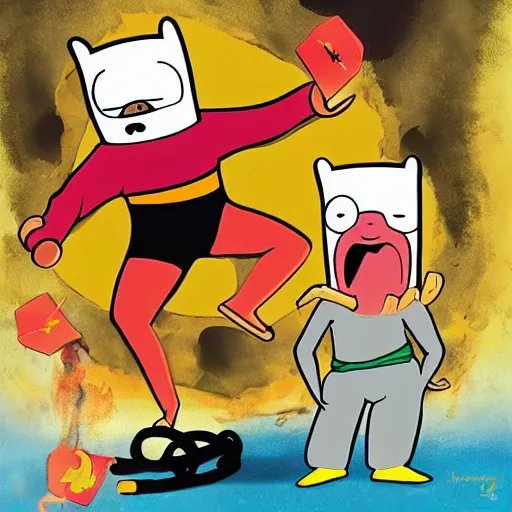 Image similar to Bruce Lee in the style of Adventure Time