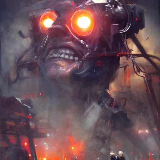 Image similar to neo luddites complaining about new technology by raymond swanland, highly detailed, bright tones
