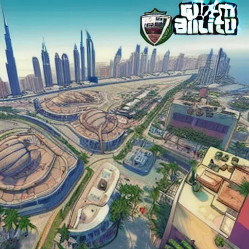 Image similar to gta : dubai, by studio ghibli