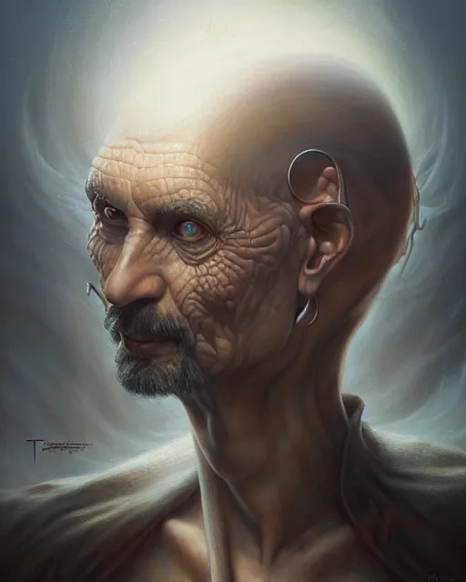 Image similar to a detailed portrait 3 / 4 profile of a sorcerer by tomasz alen kopera and peter mohrbacher