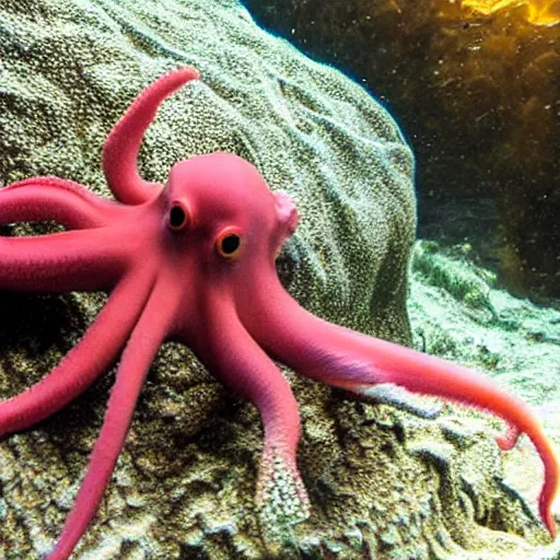 Prompt: first speaking octopus introducing himself to humans