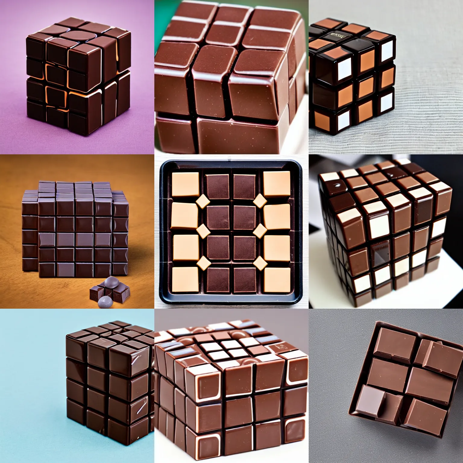 Prompt: a chocolate Rubiks Cube