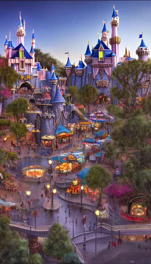 Image similar to a beautiful photorealistic of disneyland on skid row by b. v. doshi, architecture island, archdaily, wallpaper, highly detailed, trending on artstation.