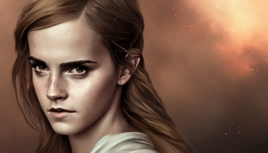 Image similar to Digital paiting of Emma Watson as Athena, hyperdetailed, artstation, cgsociety, 8k