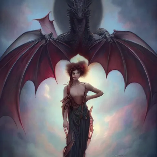 Image similar to mythical dragon by Tom Bagshaw